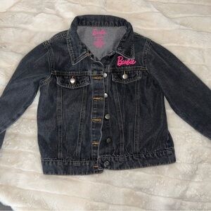 Barbie Black Denim Jacket with Pink Logo